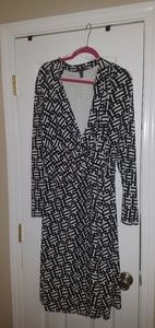 Long Tall Sally Black and White Wrap Front Dress